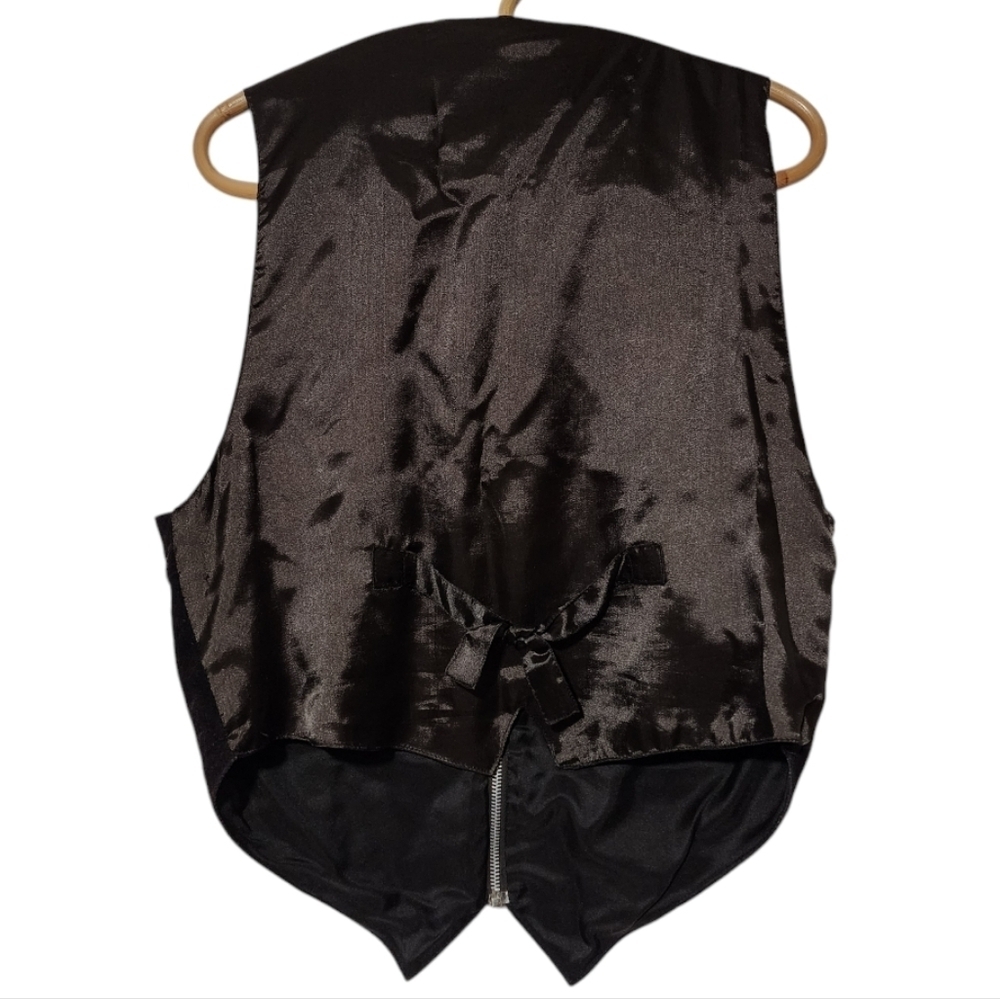 VINTAGE AJ 60s/70s Brown Leather Wildflower Zip Vest | Western Boho Hippie L - Picture 4 of 10
